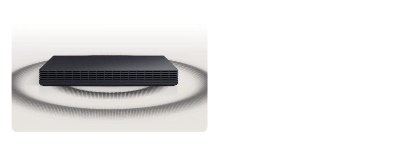 Waves emanate from a Wireless One Connect box, indicating that the box sends a wireless TV signal.
