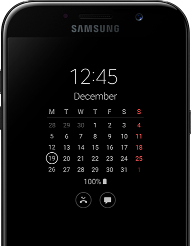با «نمایشگر همیشه روشن» ‎Galaxy A7 (2017)‎، ساعت و تاریخ را در یک آن مشاهده کنید.