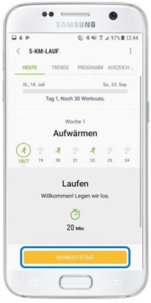Wie starte ich mit Samsung Health ein komplexes Trainingsprogramm?