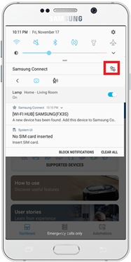 Access Samsung Connect Panel on the Home Screen