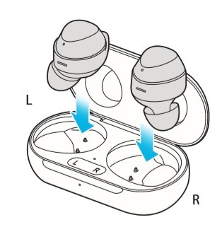 earbuds and charging case