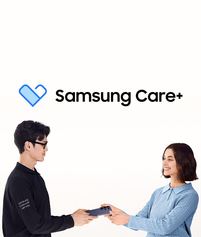 Galaxy A56 and boxed Galaxy S26 Ultra. Two devices are showing their backs, each held in a hand.