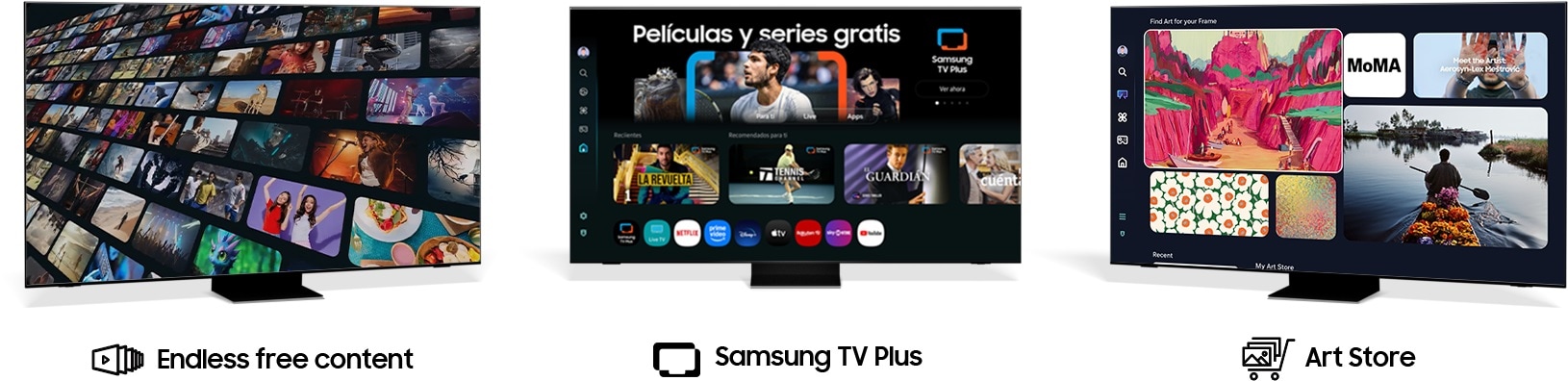 [Trés~ TVs m~úést~ráñ l~á ÚÍ d~é Gám~íñg H~úb, Sá~msúñ~g TV P~lús ý~ Árt S~tóré~.]