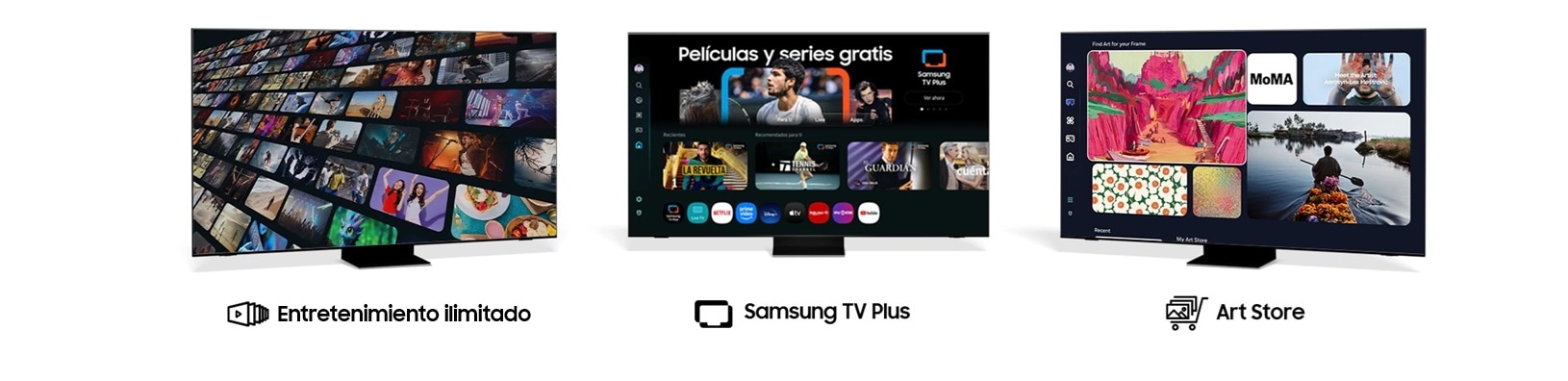 [Trés~ TVs m~úést~ráñ l~á ÚÍ d~é Gám~íñg H~úb, Sá~msúñ~g TV P~lús ý~ Árt S~tóré~.]