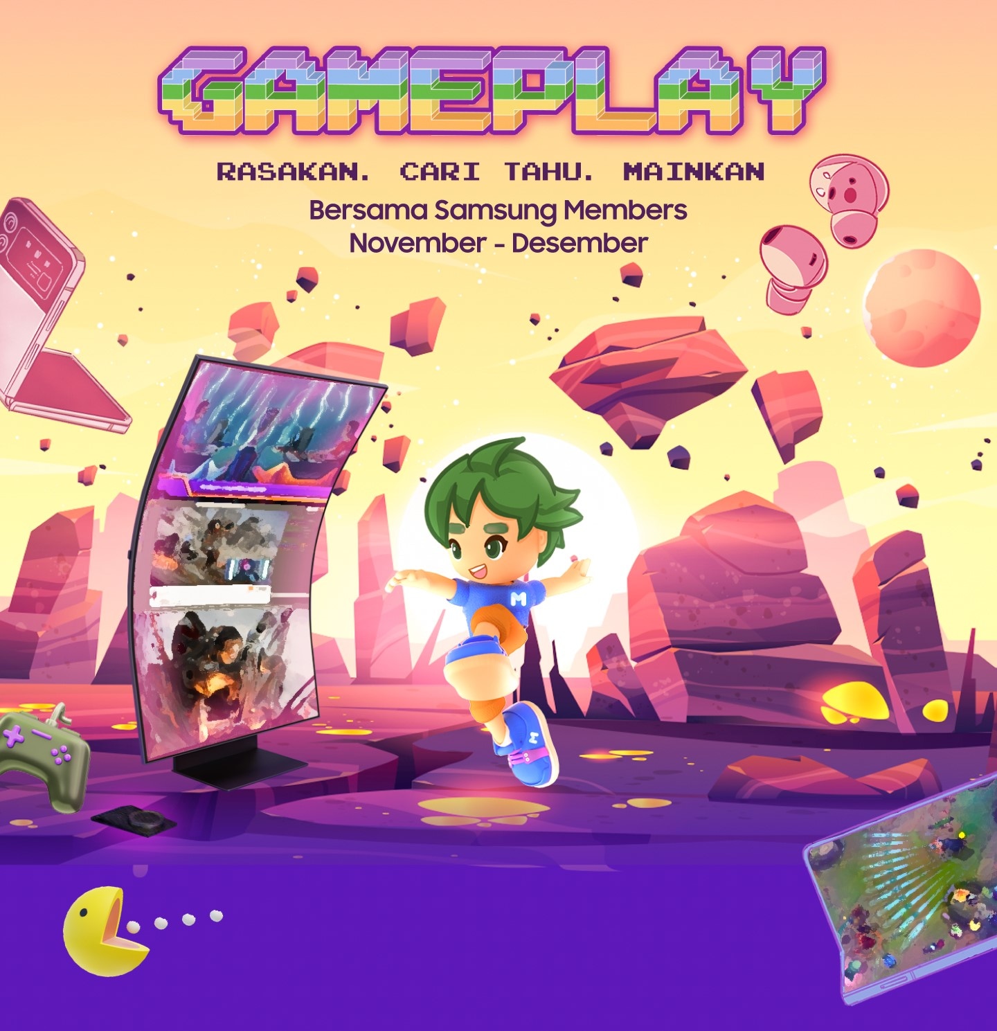 gameplay experience.discover.play with
            samsung members november-december