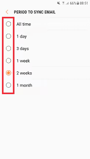 perod to sync email