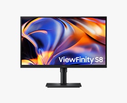 A Samsung OLED S95H TV displays white abstract landscape tinged in purple on screen.