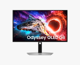 A Samsung Micro RGB R95H TV displays colorful, abstract landscape on screen.