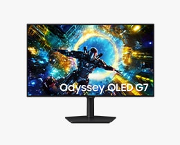A Samsung Micro RGB R85H TV displays colorful, abstract landscape on screen.