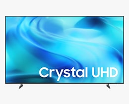 A Samsung UHD 4K U8000H TV displays colorful, abstract landscape on screen.