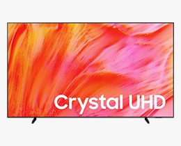 A Samsung UHD 4K U9500H TV displays colorful, abstract landscape on screen.