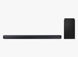 A black Samsung Q-Series Soundbar HW-Q600H.