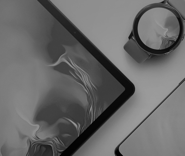 Extreme close-up black and white photo of the processor inside Galaxy S10 plus, with NPU built in to power the intelligent camera.