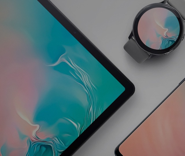 Extreme close-up black and white photo of the processor inside Galaxy S10 plus, with NPU built in to power the intelligent camera.