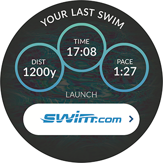 Aplikacja Swim.com na smartwatchu Galaxy Watch Active umożliwia planowanie i śledzenie swoich treningów pływackich