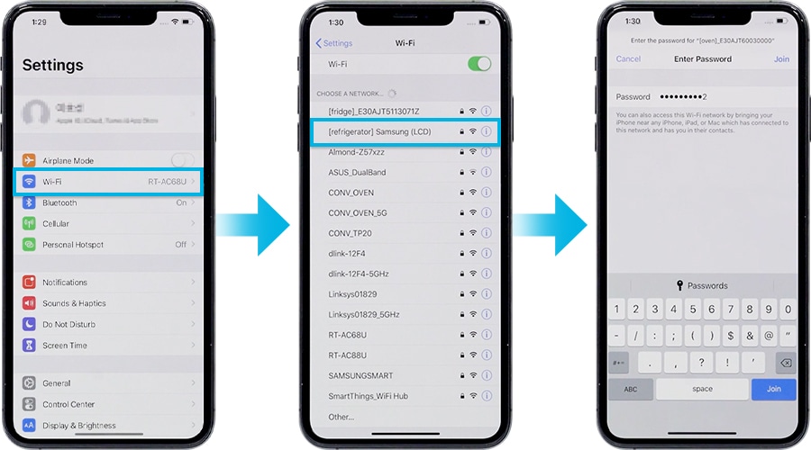 connect the wi-fi network with password