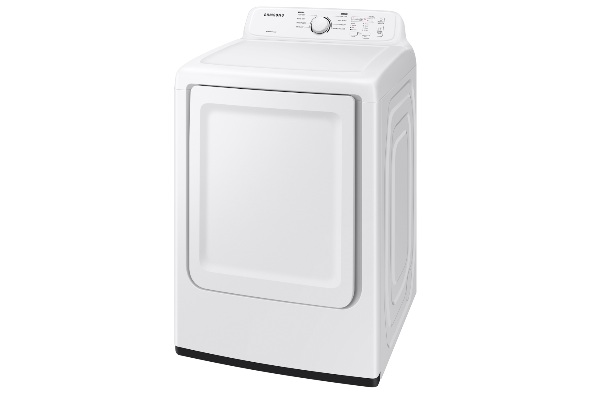 DV3000A (DVE41A3000W/A3) Dryer with Sensor Dry, Reversible Door, 8 Drying Cycles R-Perspective White 