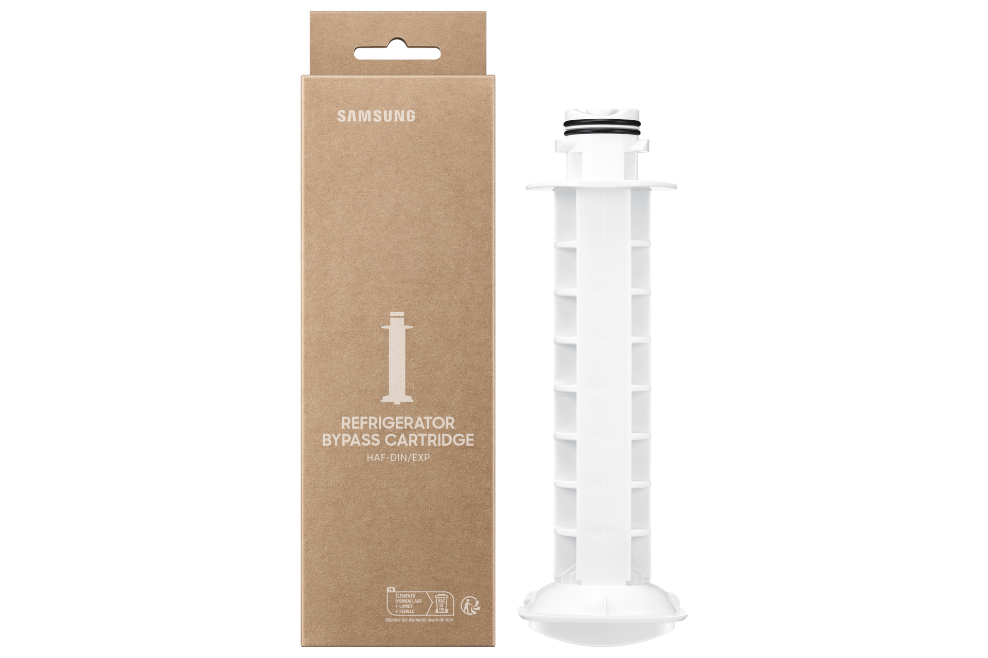 HAF-DIN Refrigerator Water Filter Bypass Front2 White 