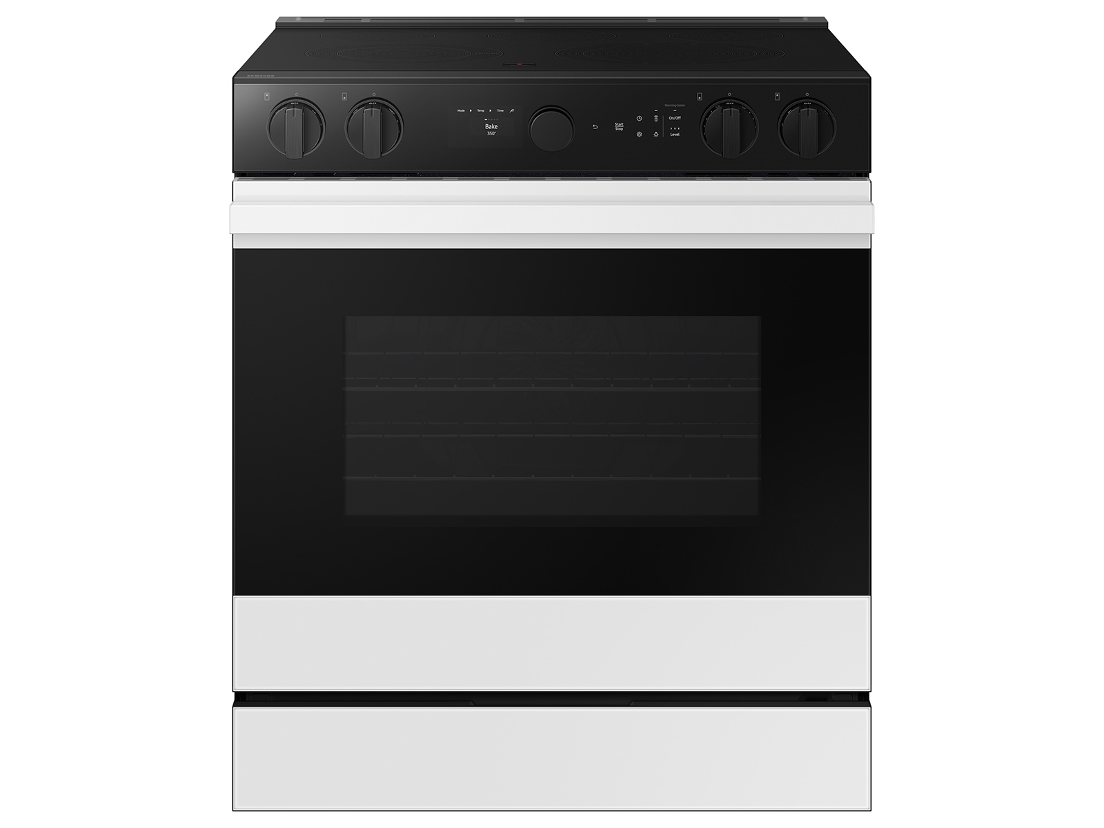 Bespoke 6.3 cu. ft. Smart Slide-In Electric Range with Smart Oven Camera &amp; Illuminated Precision Knobs in White Glass White Glass