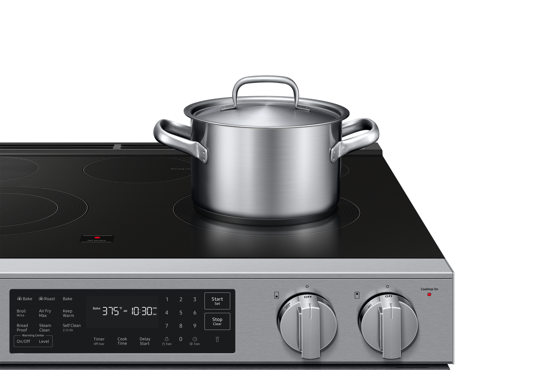 Detail image showing closeup of of  Bespoke Smart Slide-In Electric Range with No Preheat Air Fry Max | Samsung US 