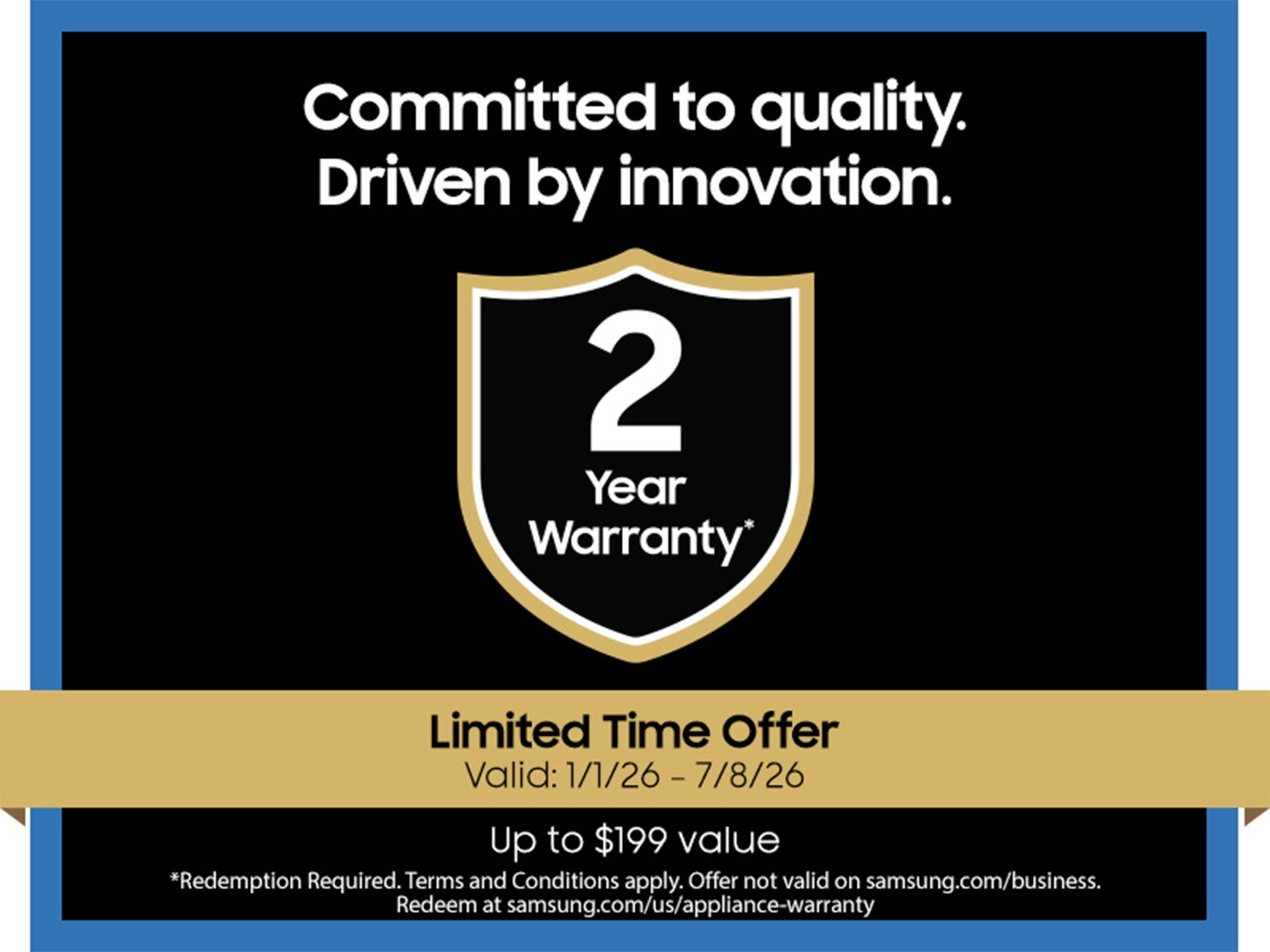 Samsung 2 Year Warranty on all Digital Appliances