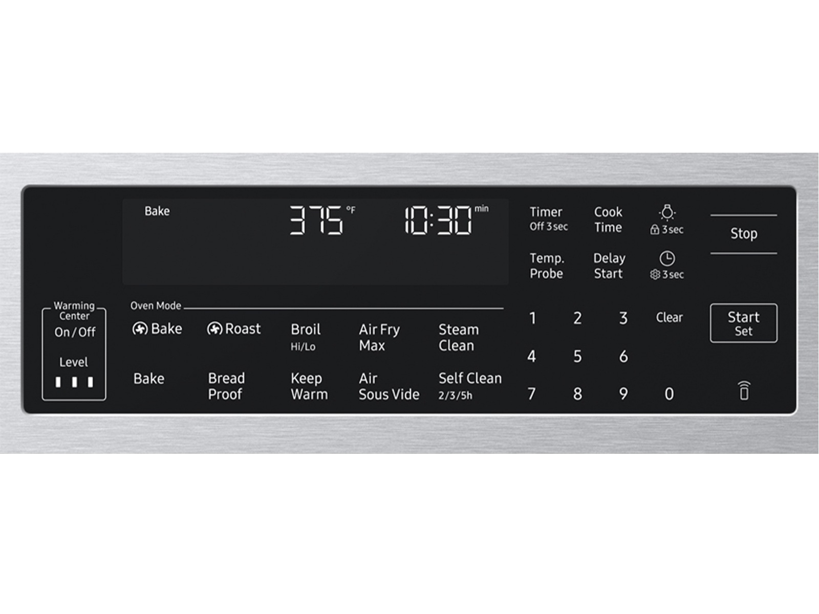 NSFront control panel on the  Bespoke Smart Slide-In Electric Range with Illuminated Precision Knobs, No Preheat Air Fry Max and True Convection | Samsung US
