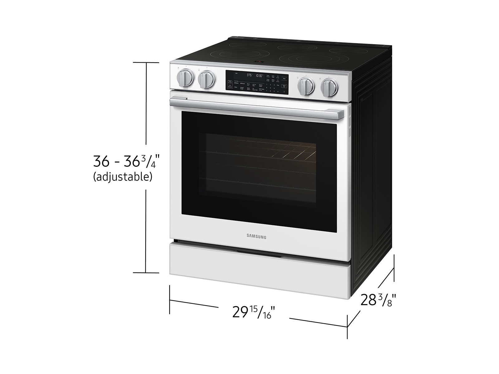 Bespoke Smart Slide-in Electric Range Pro Style Elite Design | Illuminated Knobs Air Fry Max White Glass