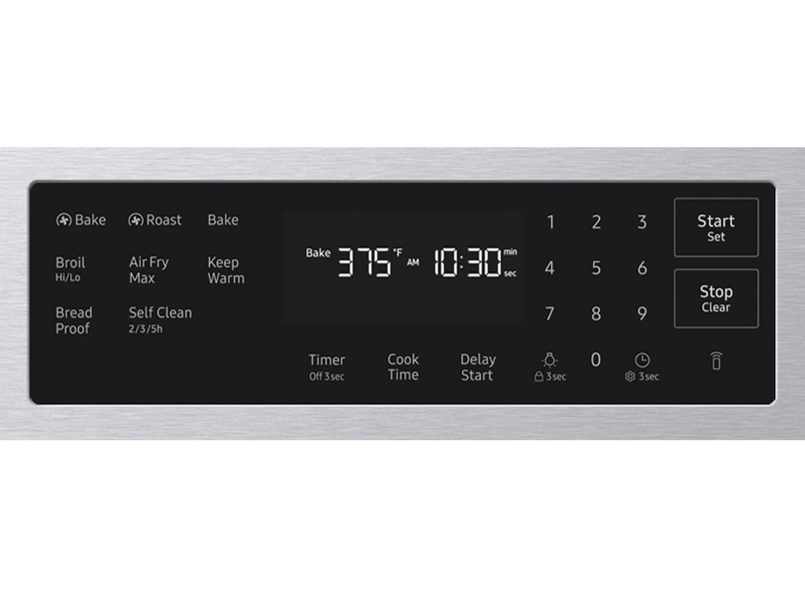 Front control panel on the  Bespoke Smart Slide-In Gas Range with No Preheat Air Fry Max | Samsung US