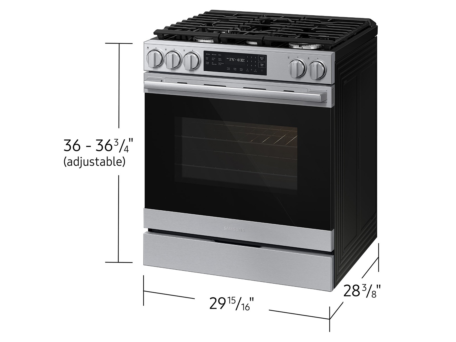 Bespoke Smart Slide-in Gas Range Pro Style Design | Air Fry Max | True Convection Fingerprint Resistant Stainless Steel