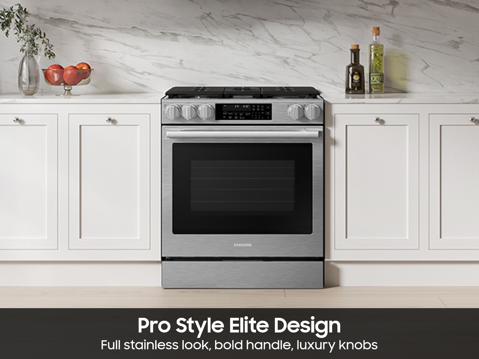 Bespoke Smart Slide-In Gas Range with Illuminated Precision Knobs, No Preheat Air Fry Max and True Convection | Samsung US featuring its Pro Style Design