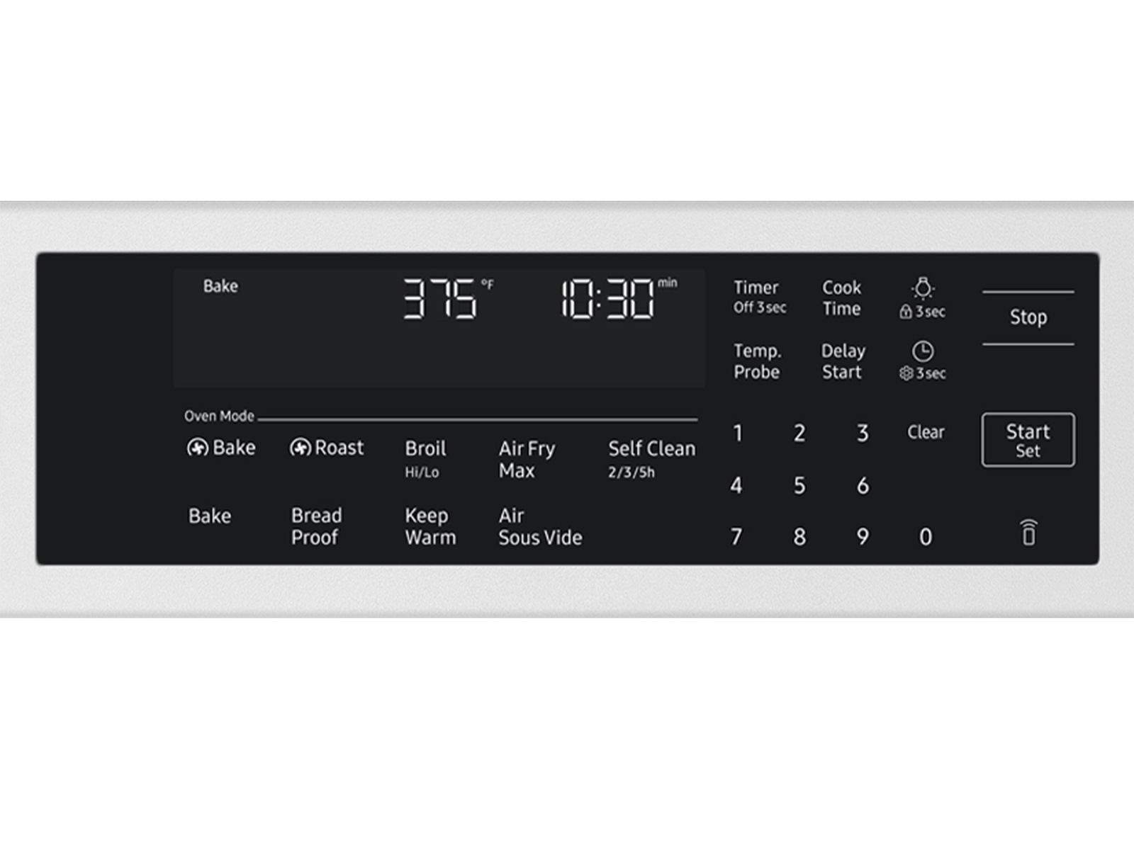 Front control panel on the  Bespoke Smart Slide-In Gas Range with Illuminated Precision Knobs, No Preheat Air Fry Max and True Convection | Samsung US