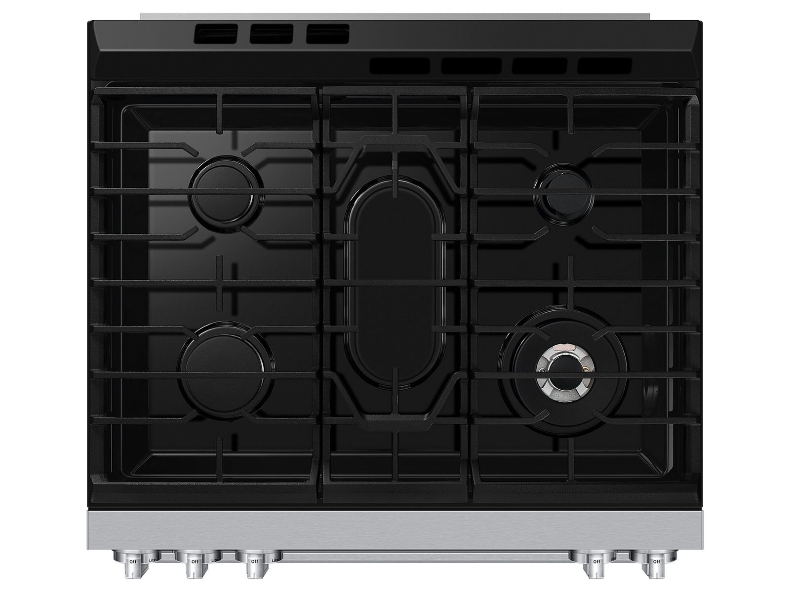 Detail image showing closeup of of  Bespoke Smart Slide-In Gas Range with Illuminated Precision Knobs, No Preheat Air Fry Max and True Convection | Samsung US