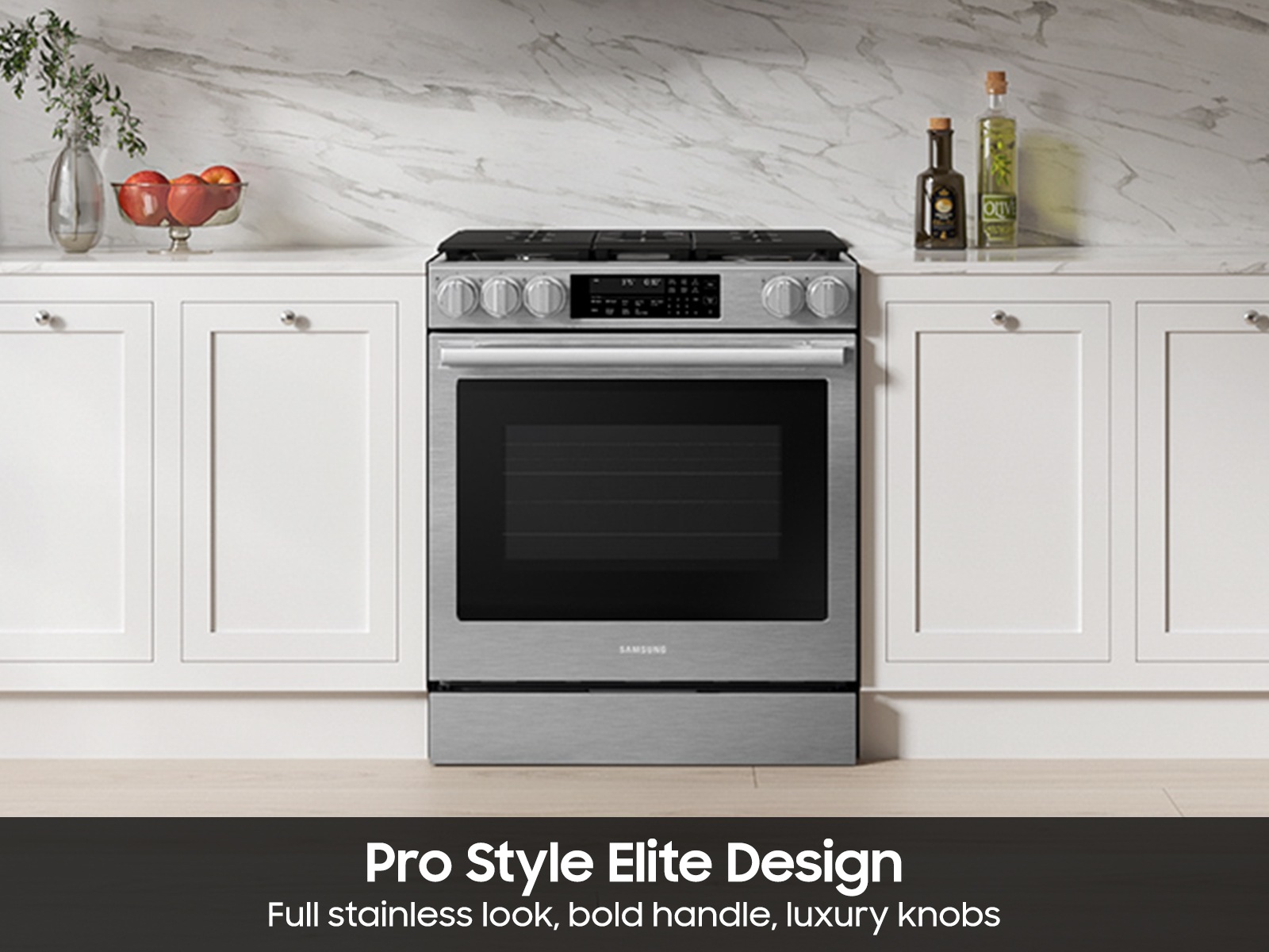 Bespoke Smart Slide-In Gas Range with Illuminated Precision Knobs, No Preheat Air Fry Max and True Convection | Samsung US featuring its Pro Style Design
