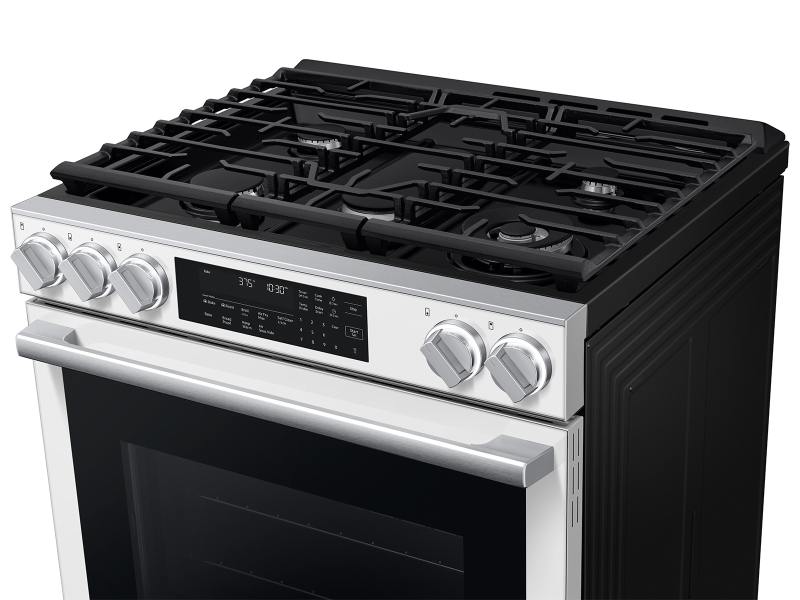 Bespoke Smart Slide-in Gas Range Pro Style Elite Design | Illuminated Knobs | Air Fry Max White Glass