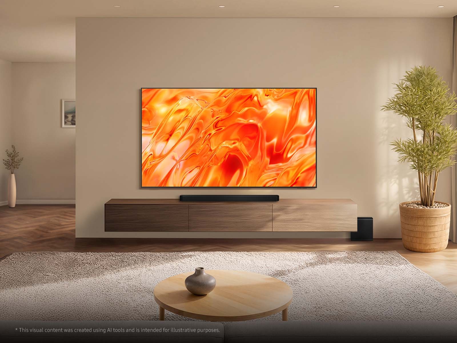 Samsung Neo QLED 4K Smart TV QN70H entertainment setup, large room