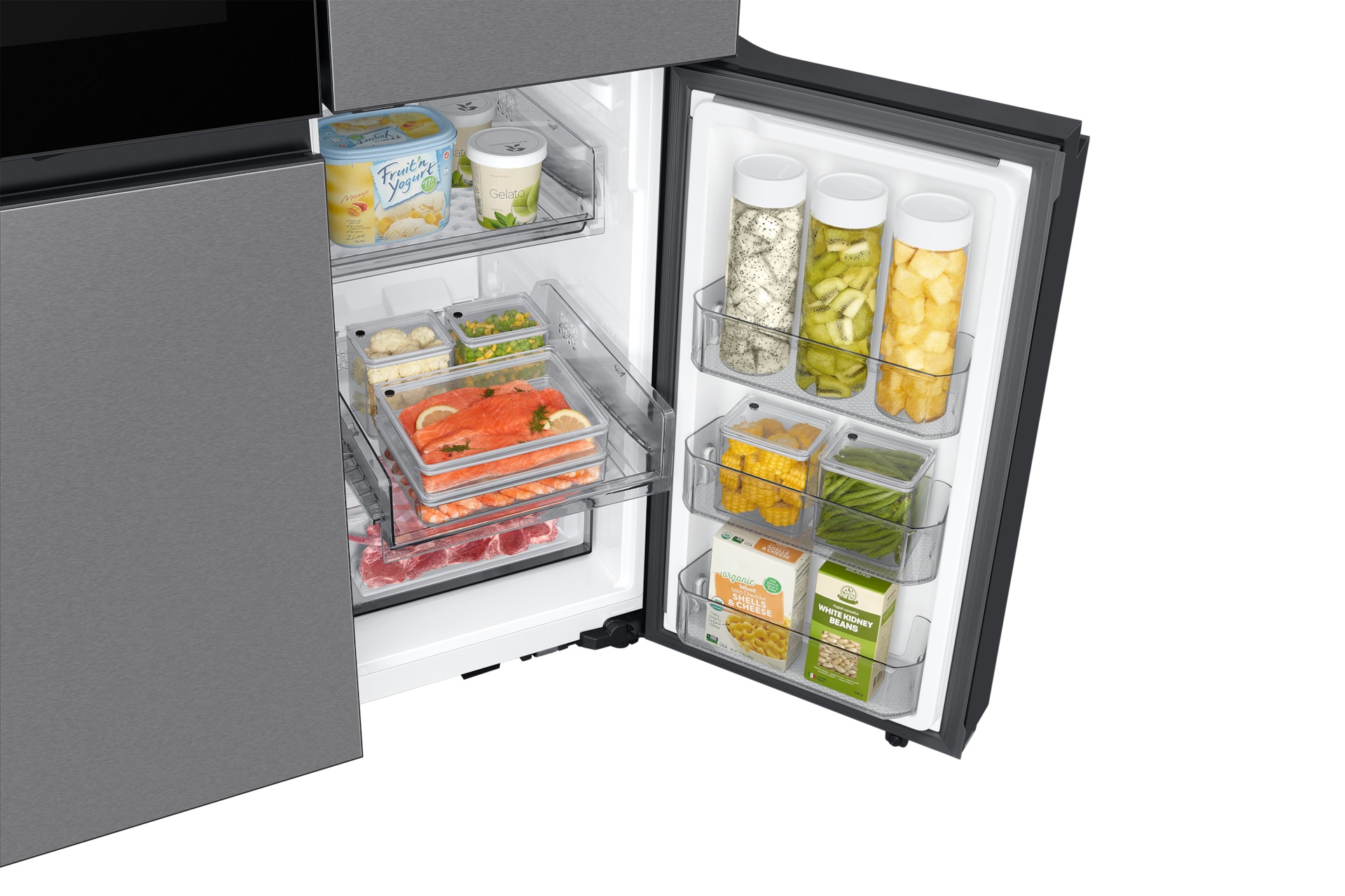 BESPOKE RF9000 T Style French Door Refrigerator with See-thru Door Detail2 Stainless Steel 