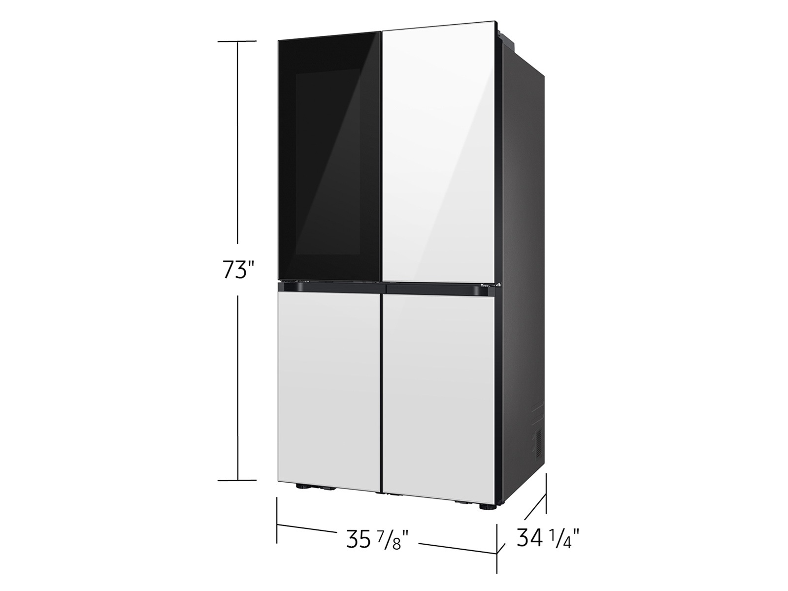 Dimensions of Samsung Bespoke 4-Door Flex White Glass Refrigerator