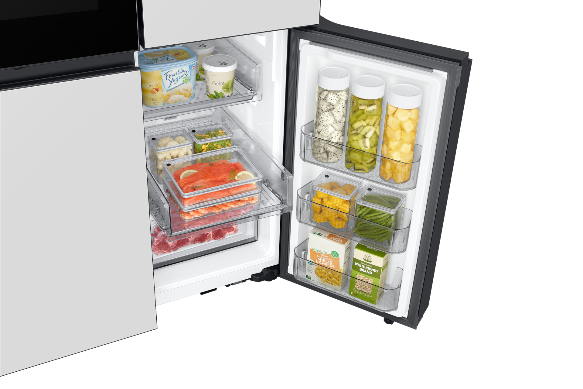 BESPOKE RF9000 T Style French Door Refrigerator with See-thru Door Detail2 Clean White 