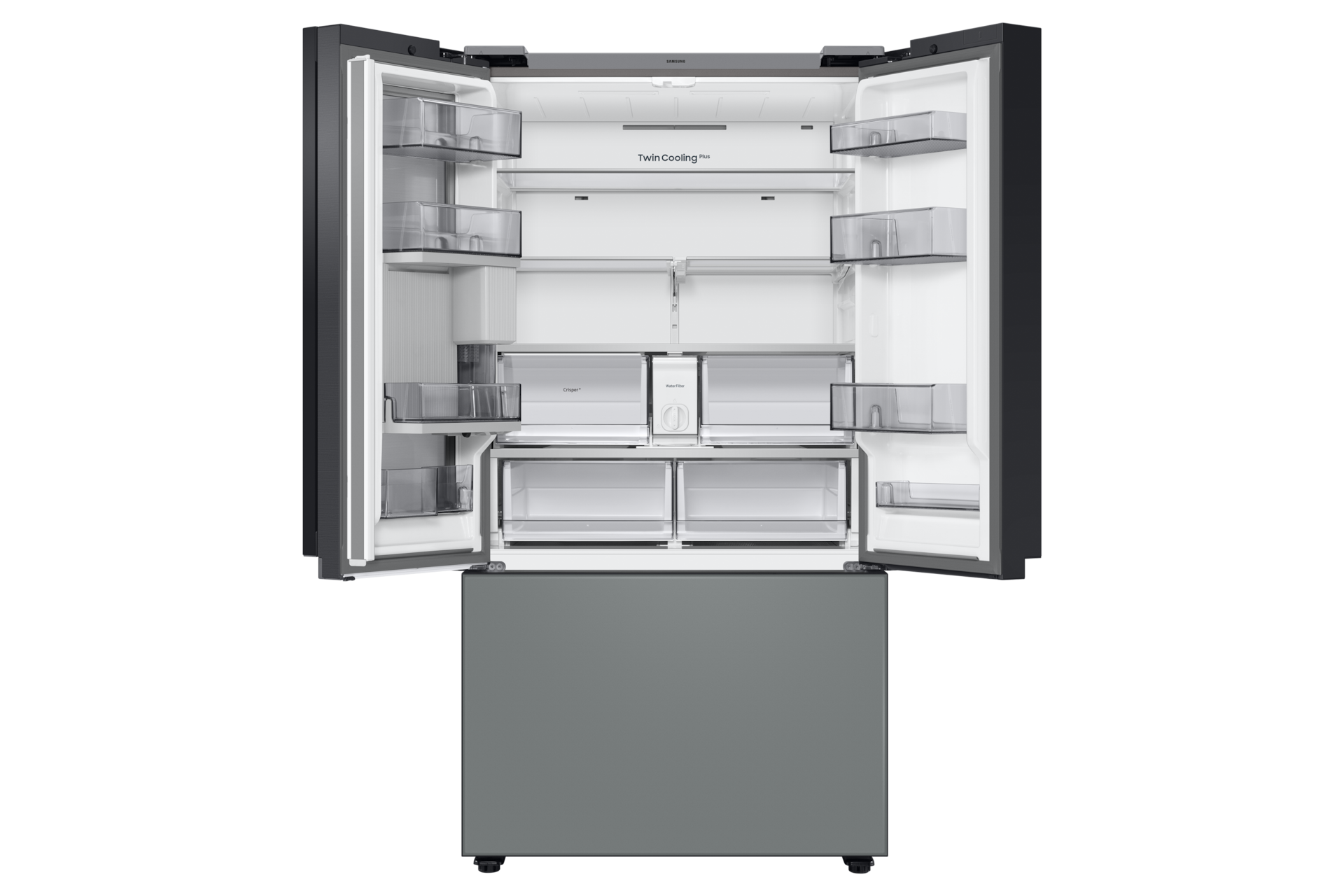 BESPOKE RF8000B 3 Door French Door Refrigertor with Family Hub™ Front-Open1 White 