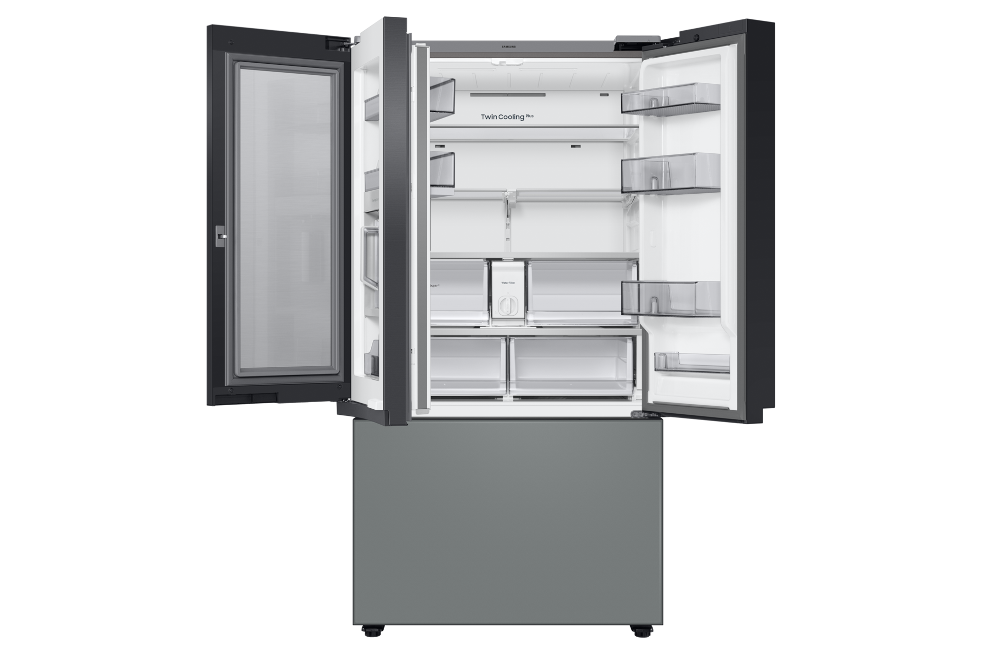 BESPOKE RF8000B 3 Door French Door Refrigertor with Family Hub™ Front-Open2 White 