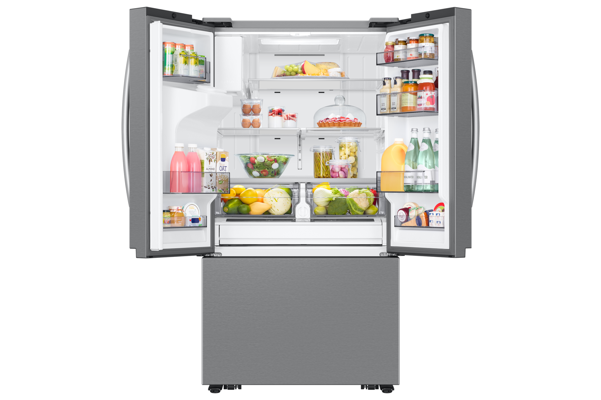 RF6500C 3Door French Door Refrigerators with Large Capacity with SpaceMax™ Technology Front-Open-With-Food Silver 