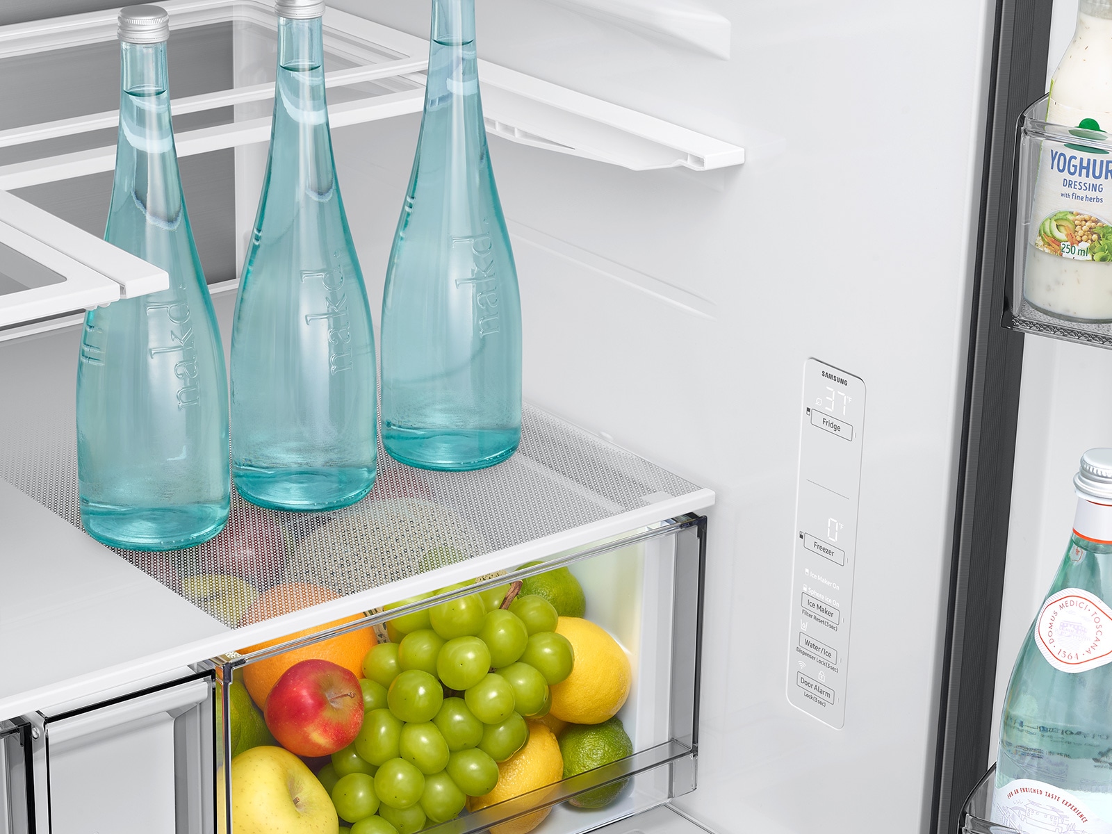 French Door Zero clearance fit with SpaceMax 28.5 cu.ft Slide-in-Shelf-Food Silver 