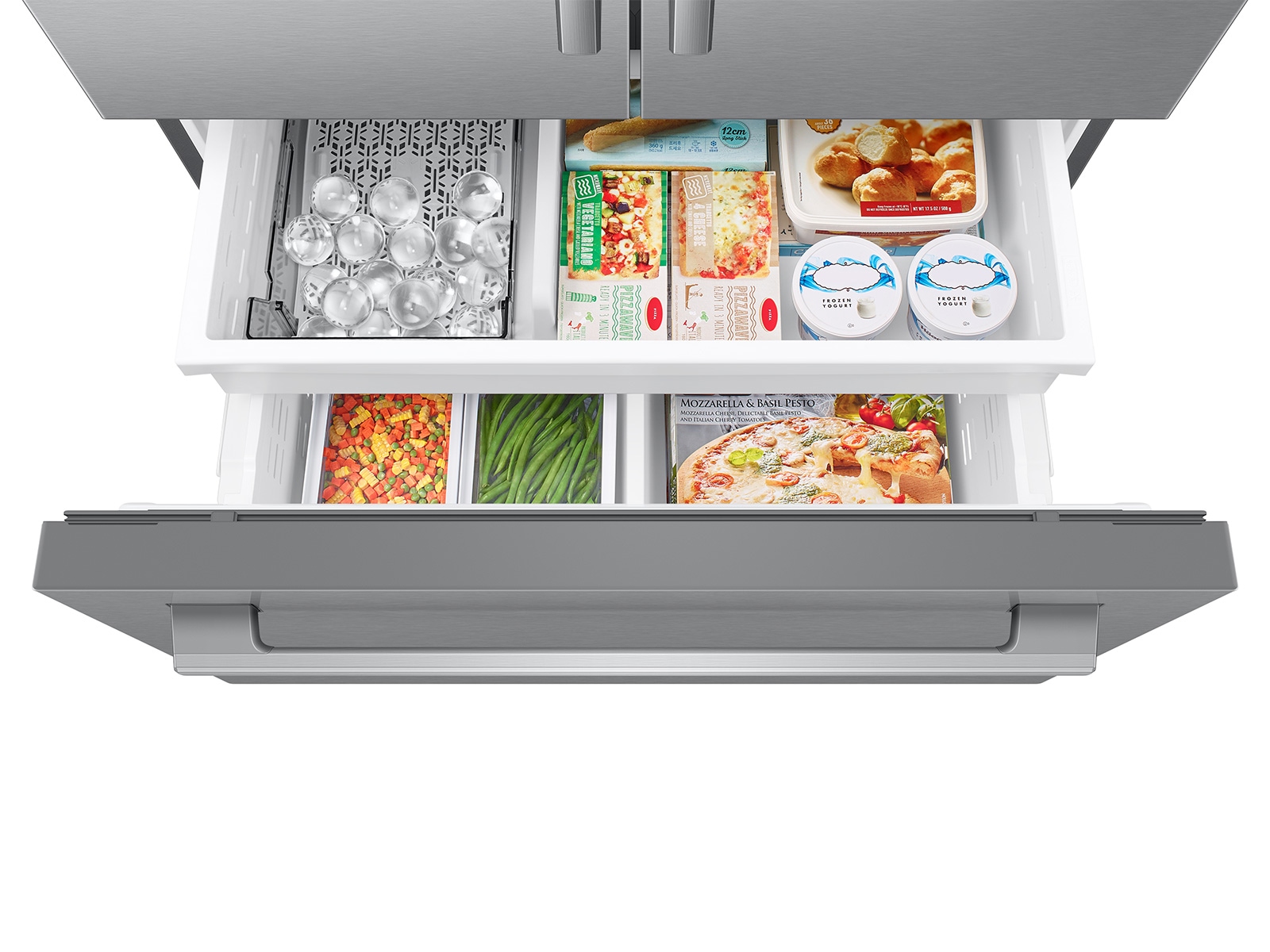 French Door Zero clearance fit with SpaceMax 28.5 cu.ft External-Water-and-ice-Dispenser2 Silver 