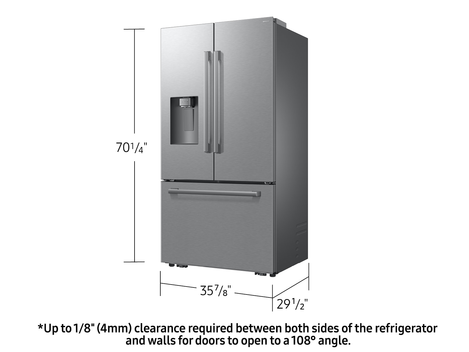 French Door Zero clearance fit with SpaceMax 28.5 cu.ft L-Perspective Silver 