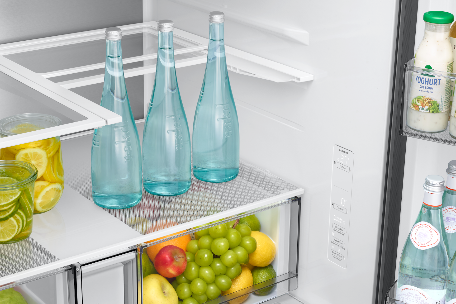 French Door Zero clearance fit with SpaceMax 28.5 cu.ft Slide-in-Shelf-Food Silver 