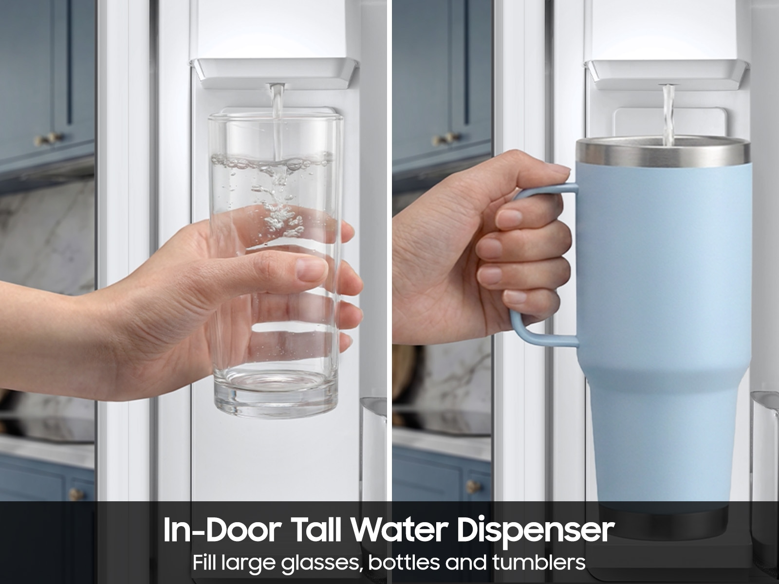 Bespoke AI 3-Door French Door Zero clearance fit | In-Door Tall Dispenser | 25 cu.ft. Stainless Steel