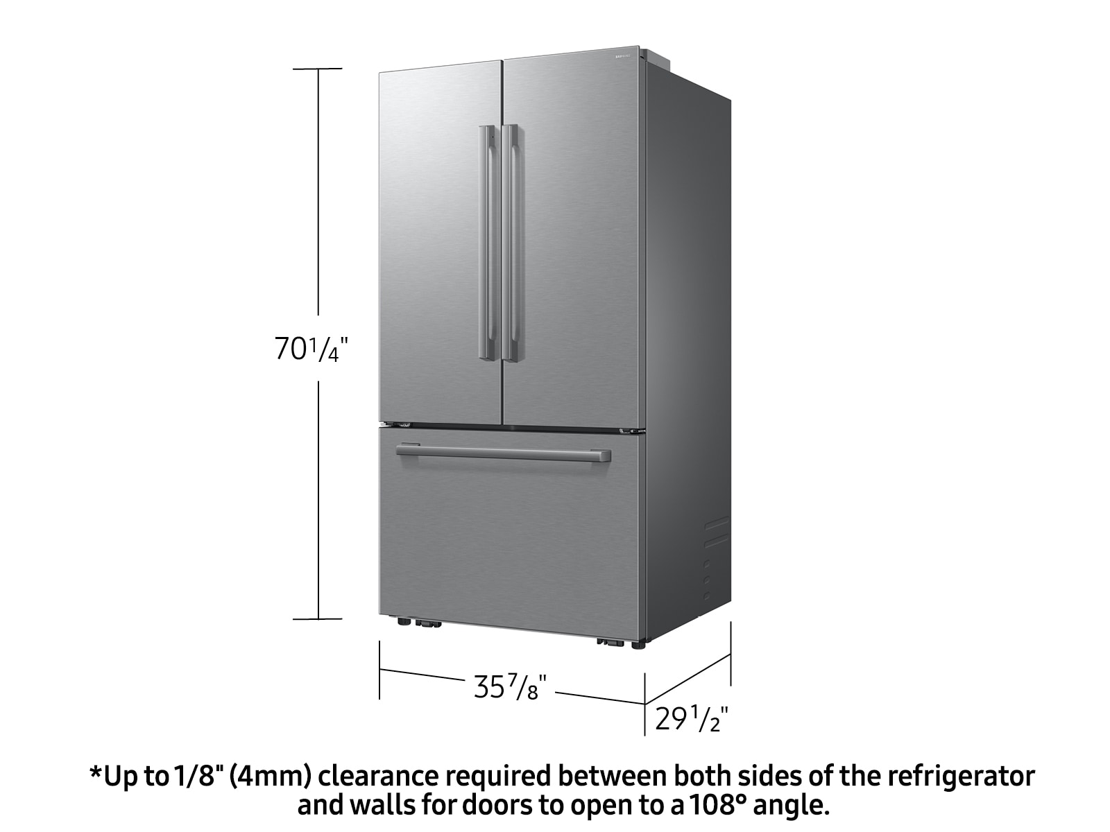 Bespoke AI 3-Door French Door Zero clearance fit | In-Door Tall Dispenser | 25 cu.ft. Stainless Steel