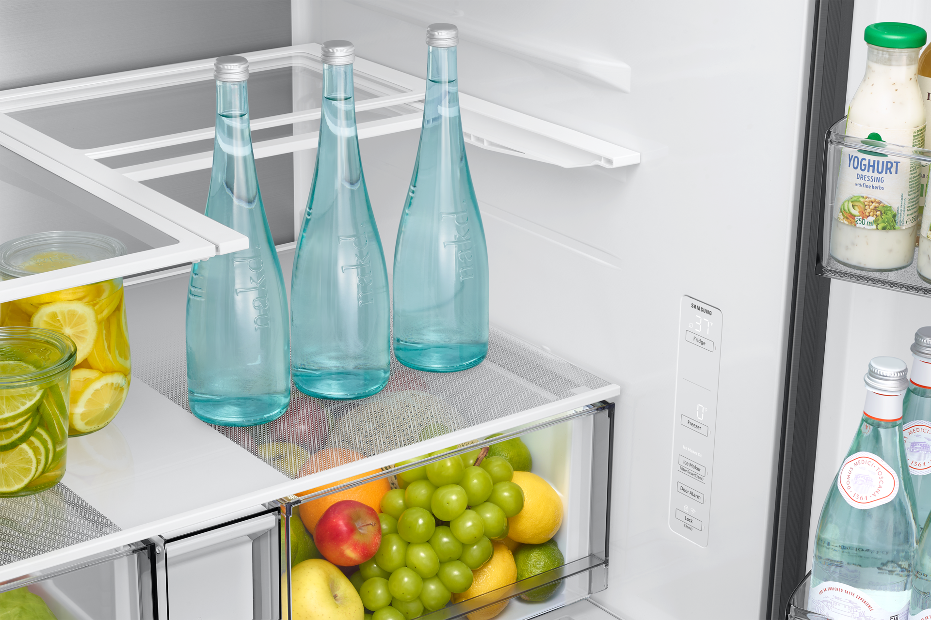 French Door Internal dispenser Zero clearance fit with SpaceMax 28.5 cu.ft Slide-in-Shelf-Food Silver 