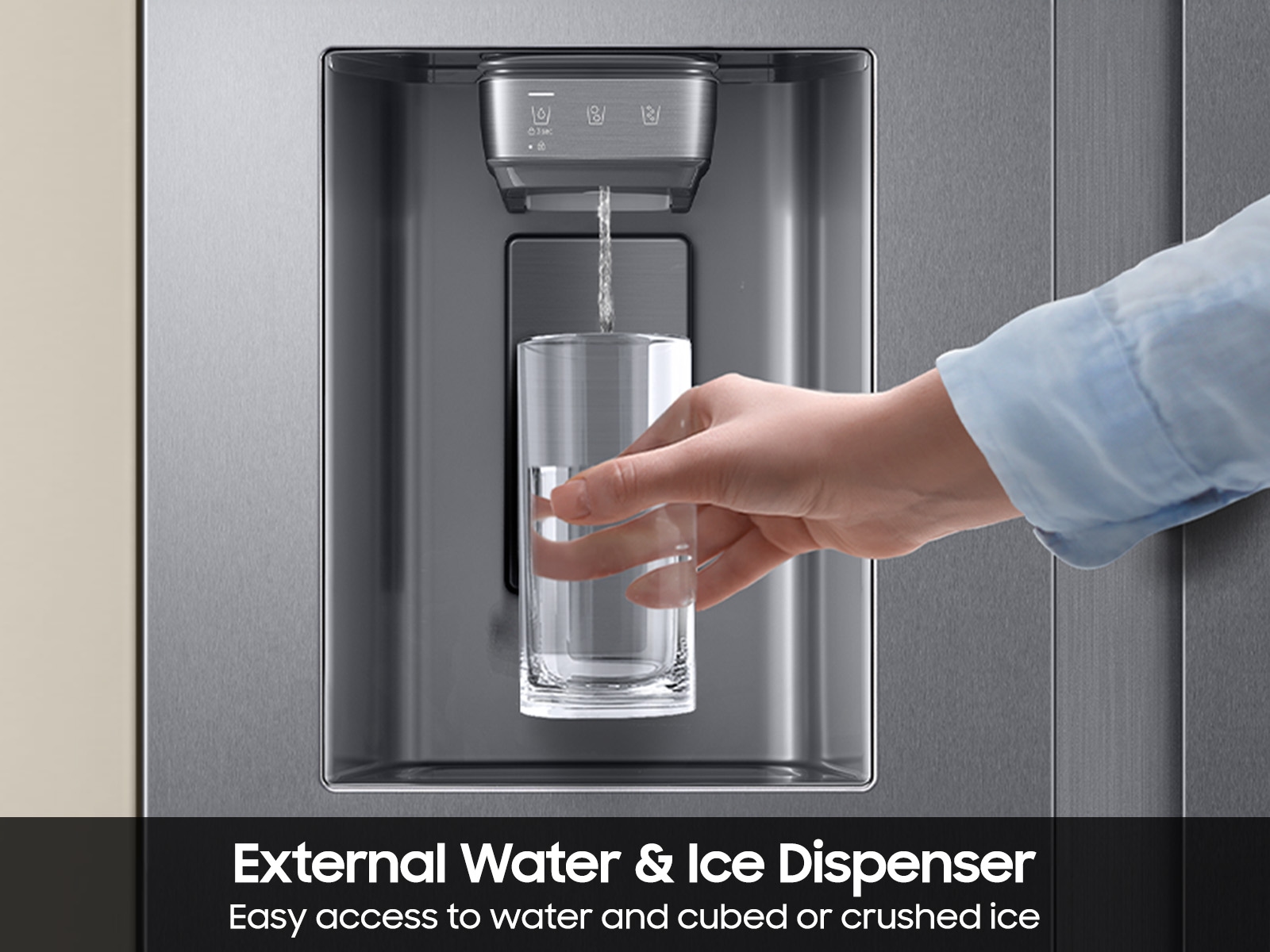 Bespoke AI Side-by-Side Sphere Ice™ | External Water  Ice Dispenser 27 cu.ft. Stainless Steel