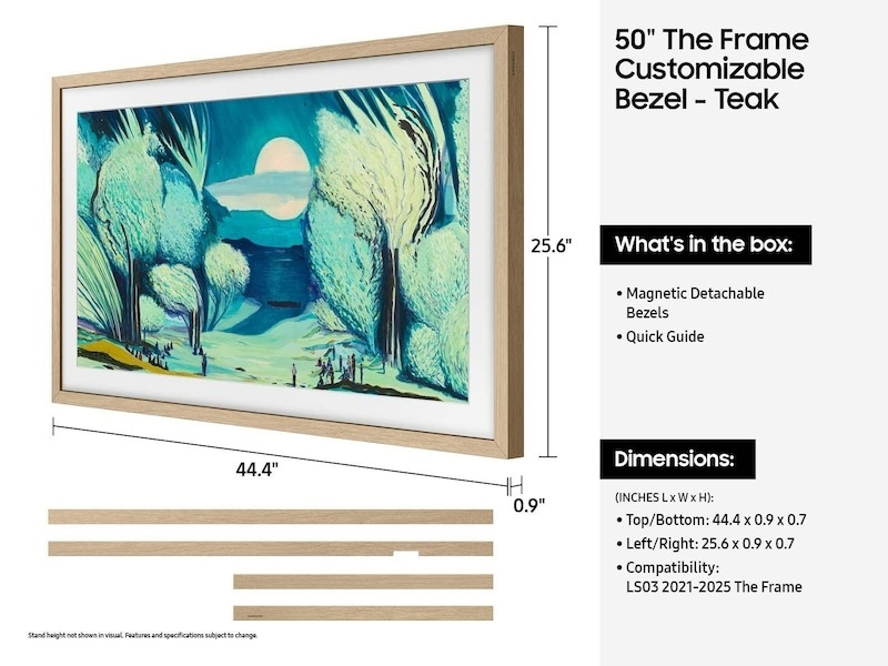 50" The Frame Customizable Bezel Modern Teak